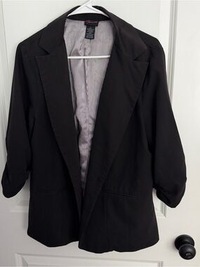 torrid Black Open-Front Blazer with Striped Lining